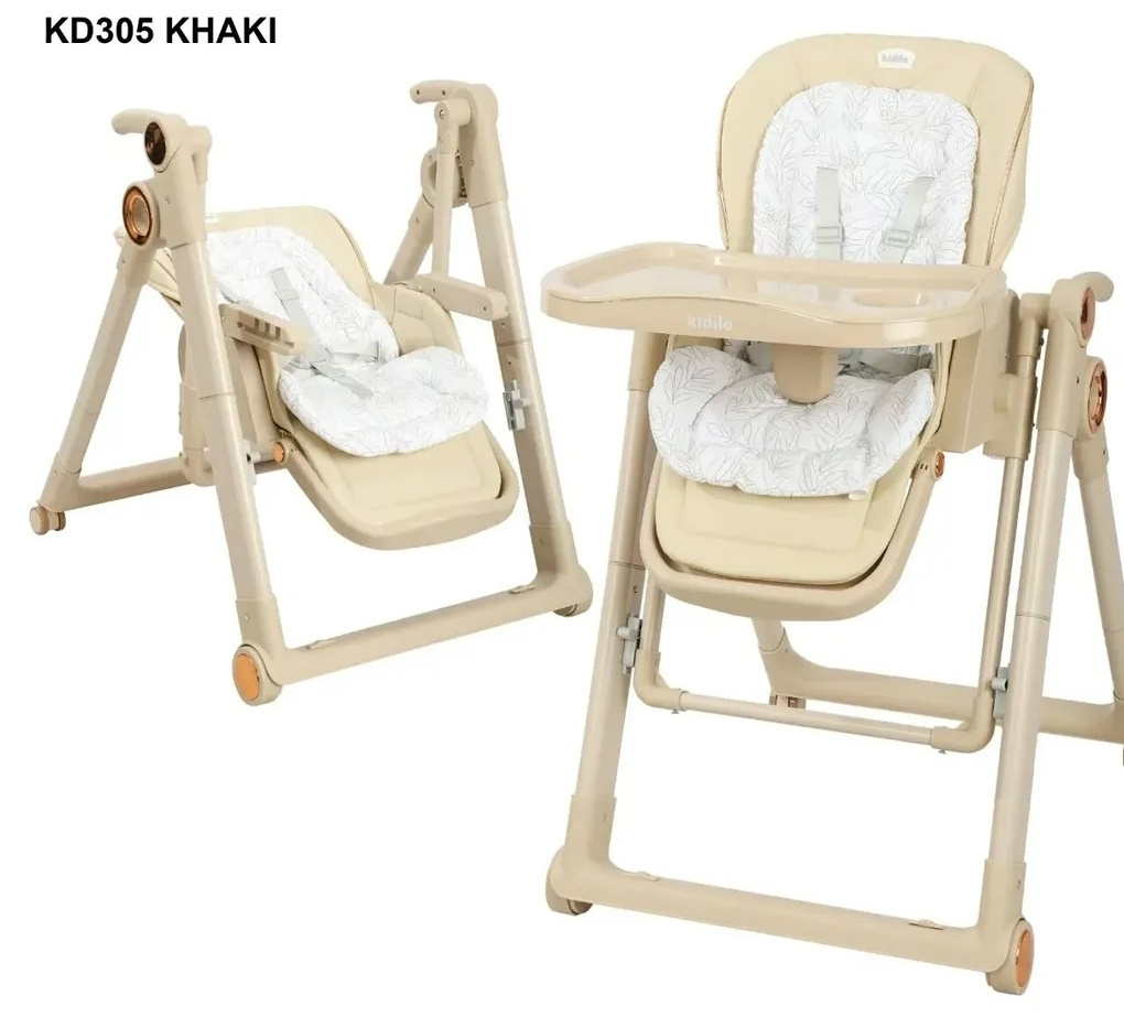 Kidilo KD305 2-in-1 Baby High Chair & Manual Swing – Foldable Adjustable Feeding Chair