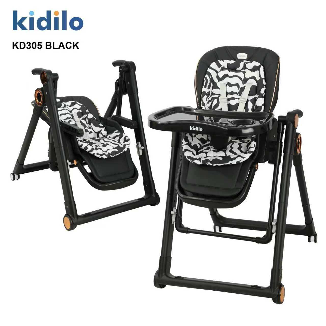 Kidilo KD305 2-in-1 Baby High Chair & Manual Swing – Foldable Adjustable Feeding Chair