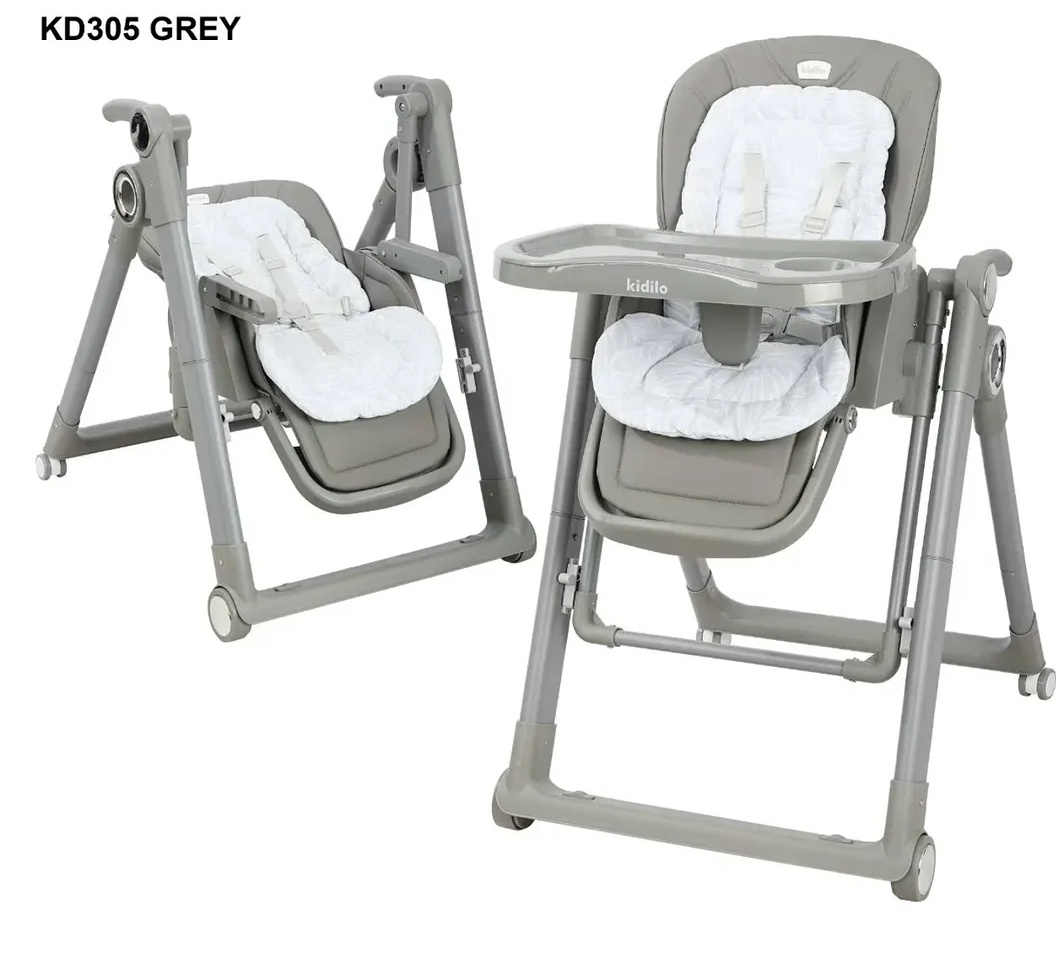 Kidilo KD305 2-in-1 Baby High Chair & Manual Swing – Foldable Adjustable Feeding Chair