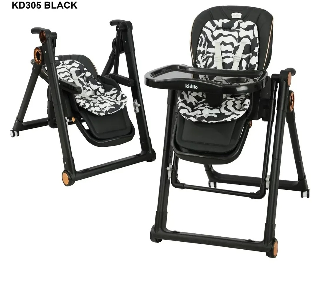 Kidilo KD305 2-in-1 Baby High Chair & Manual Swing – Foldable Adjustable Feeding Chair