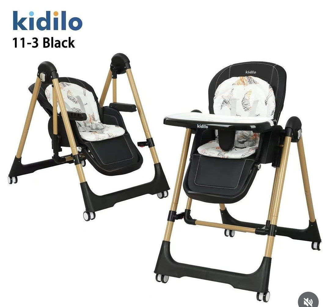 Kidilo 11-3 Adjustable Baby High Chair with Manual Swing & Removable Tray