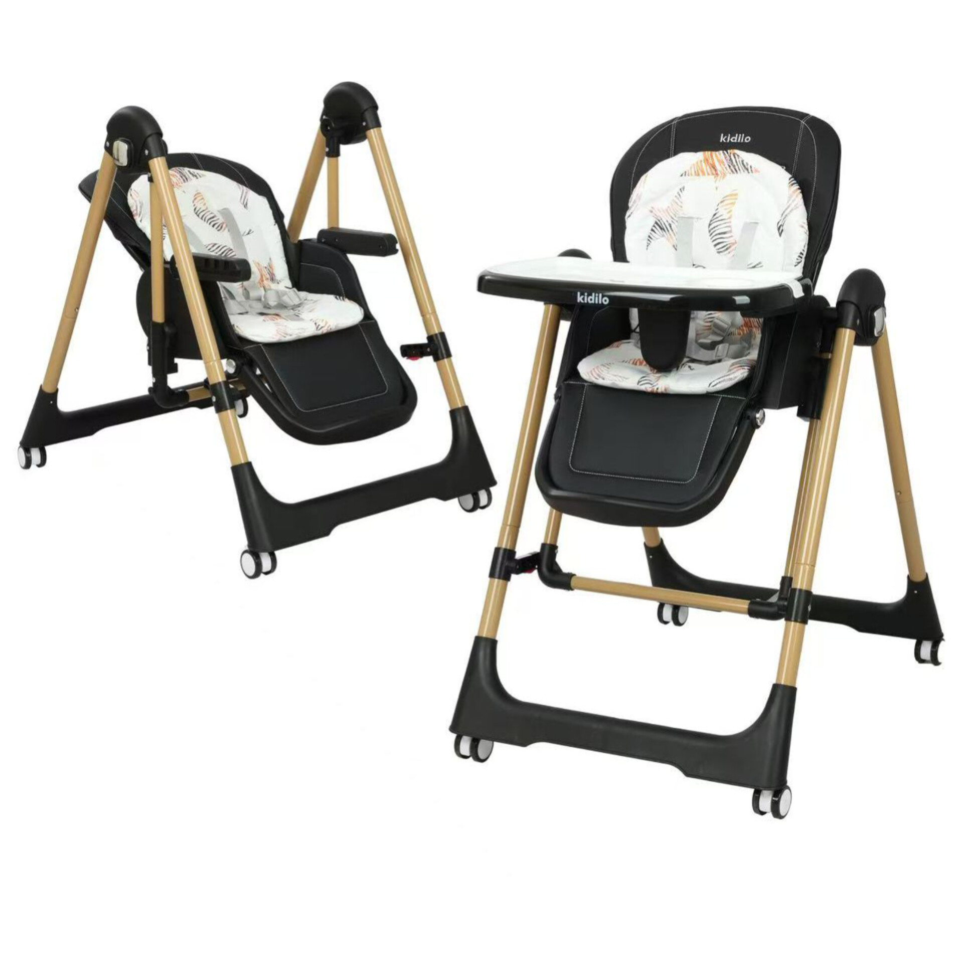 Kidilo 11-3 Adjustable Baby High Chair with Manual Swing & Removable Tray