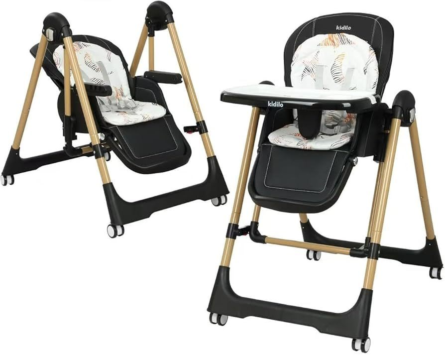 Kidilo 11-3 Adjustable Baby High Chair with Manual Swing & Removable Tray