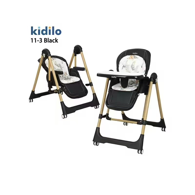 Kidilo 11-3 Adjustable Baby High Chair with Manual Swing & Removable Tray