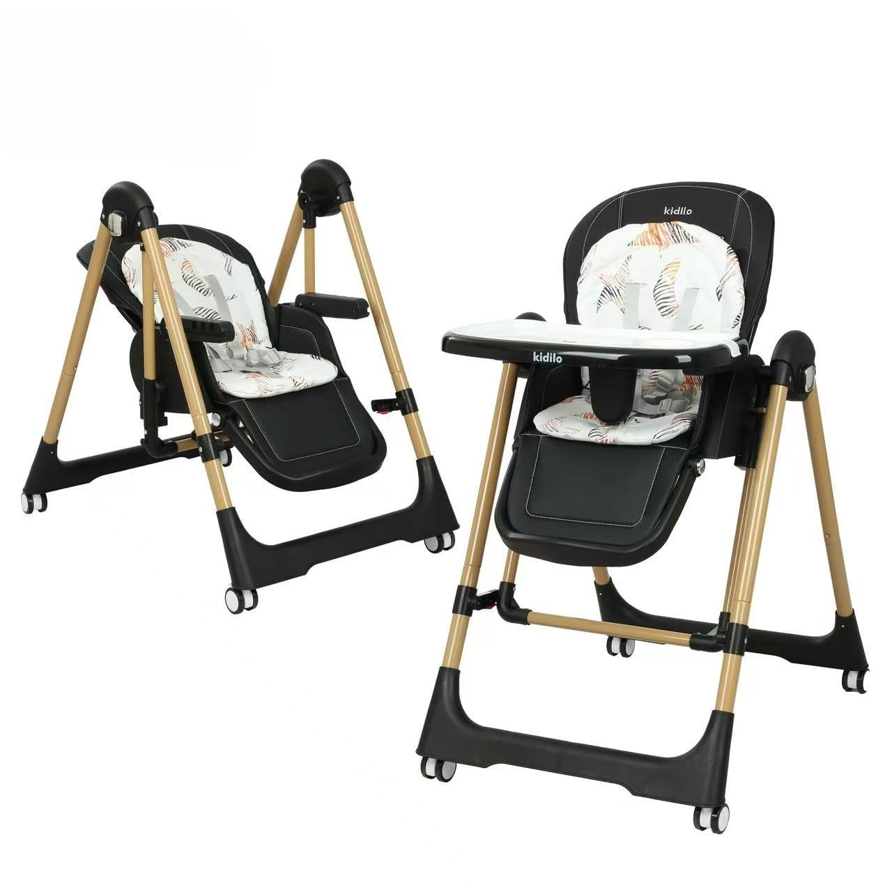 Kidilo 11-3 Adjustable Baby High Chair with Manual Swing & Removable Tray