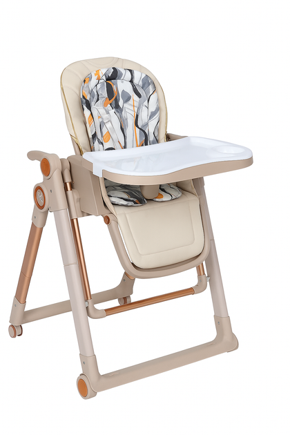 2 in 1 Baby High Chair & Manual Swing with Adjustable Recline and Wheels