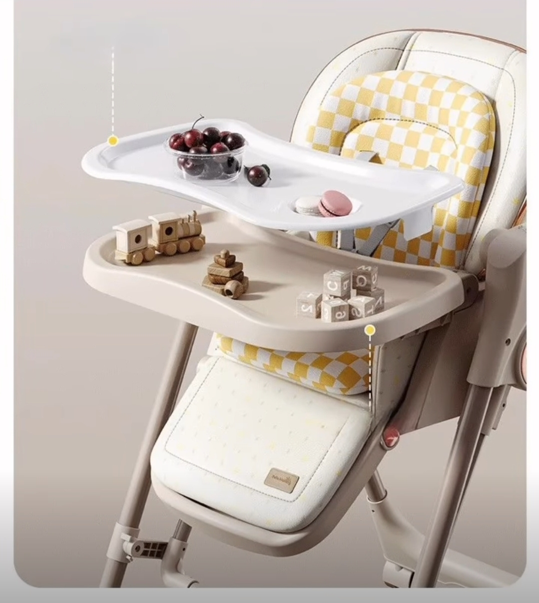 BeBeMorning 2-in-1 Luxury Baby High Chair & Electric Rocking Swing – Grey & Beige