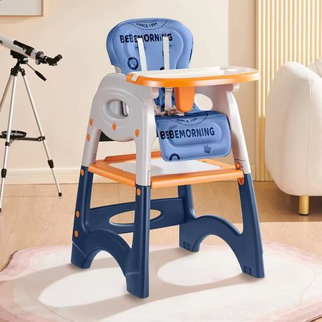 BeBeMorning 3-in-1 Baby High Chair & Booster Seat with Wheels – Green/Orange & Blue/Orange