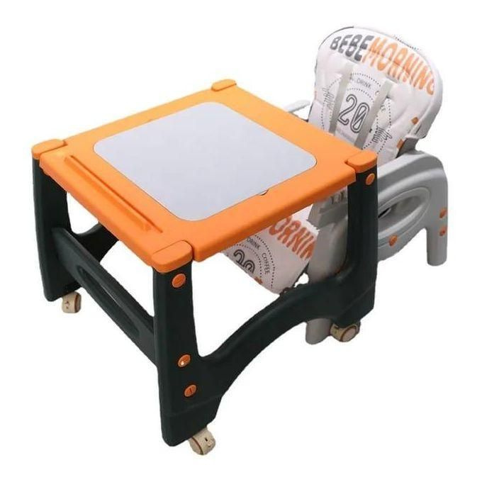 BeBeMorning 3-in-1 Baby High Chair & Booster Seat with Wheels – Green/Orange & Blue/Orange