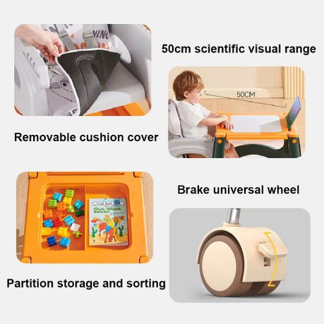 BeBeMorning 3-in-1 Baby High Chair & Booster Seat with Wheels – Green/Orange & Blue/Orange
