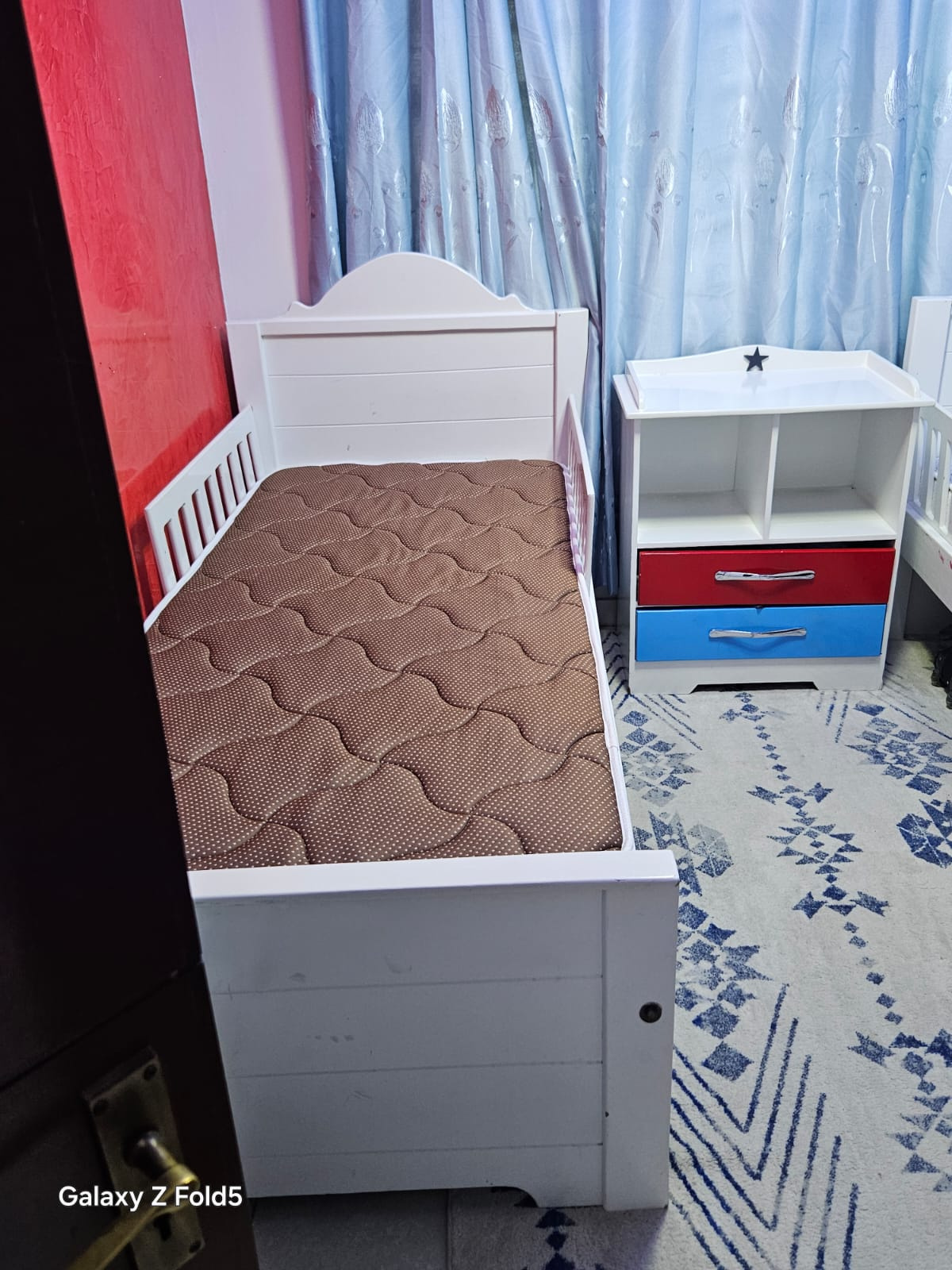 Kids Wooden Bed Frame with DR Mattress | Single Toddler Bed with Safety Rails